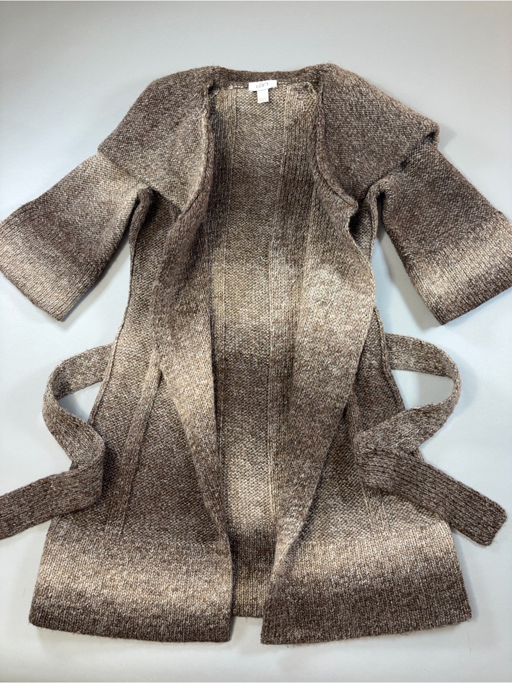 Ann Taylor LOFT Alpaca-blend Long Tie-front Cardigan Sweater Jacket